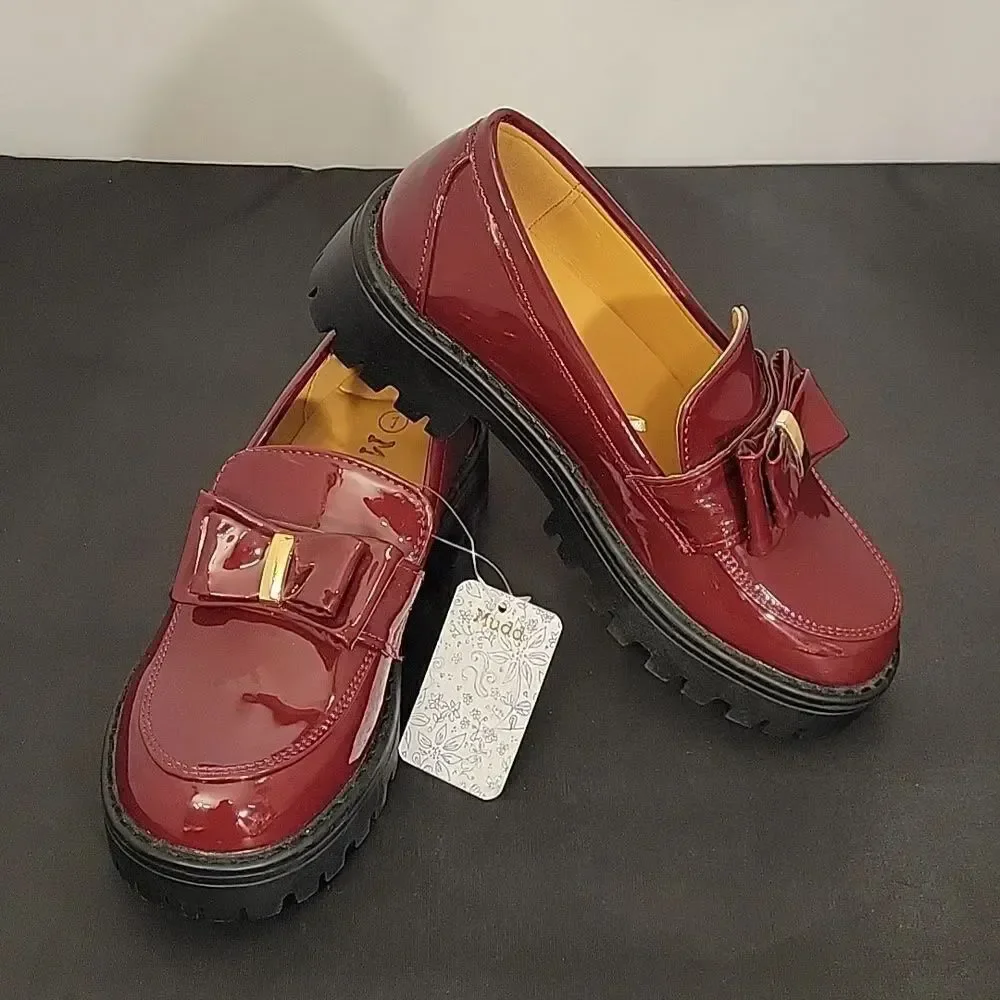 BRAND NEW MUDD BOWNOT CHUNKY HEEL PLATFORM LOAFERS